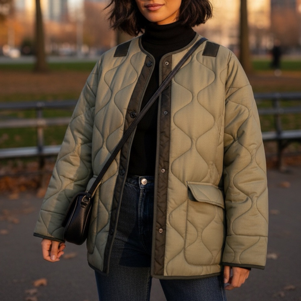 The Frankie Shop Teddy Quilted Jacket Oversized Coat Sz XS S - Picture 11 of 16